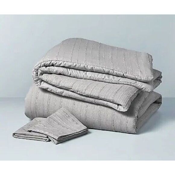Hearth & Hand Magnolia Duvet Set Gray Striped Washed Loop Full Qu… - Picture 6 of 6